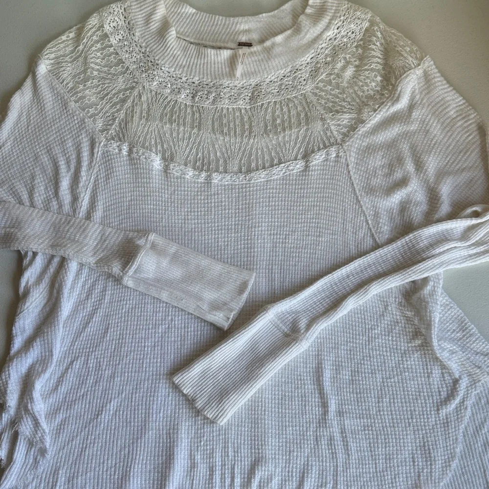 Free People White Lace Detail Top